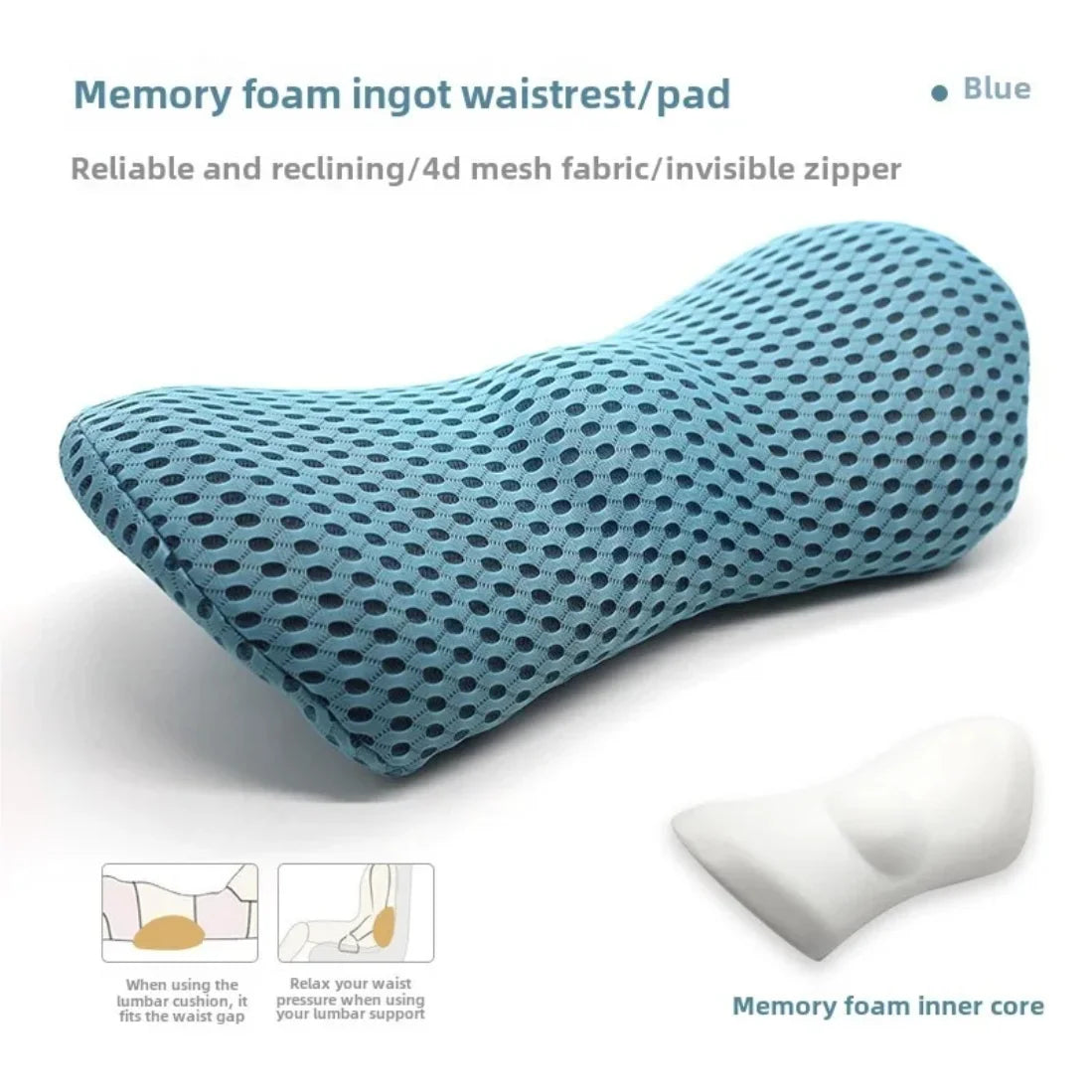 Coussin lombaire mémoire forme ergonomique pour lit